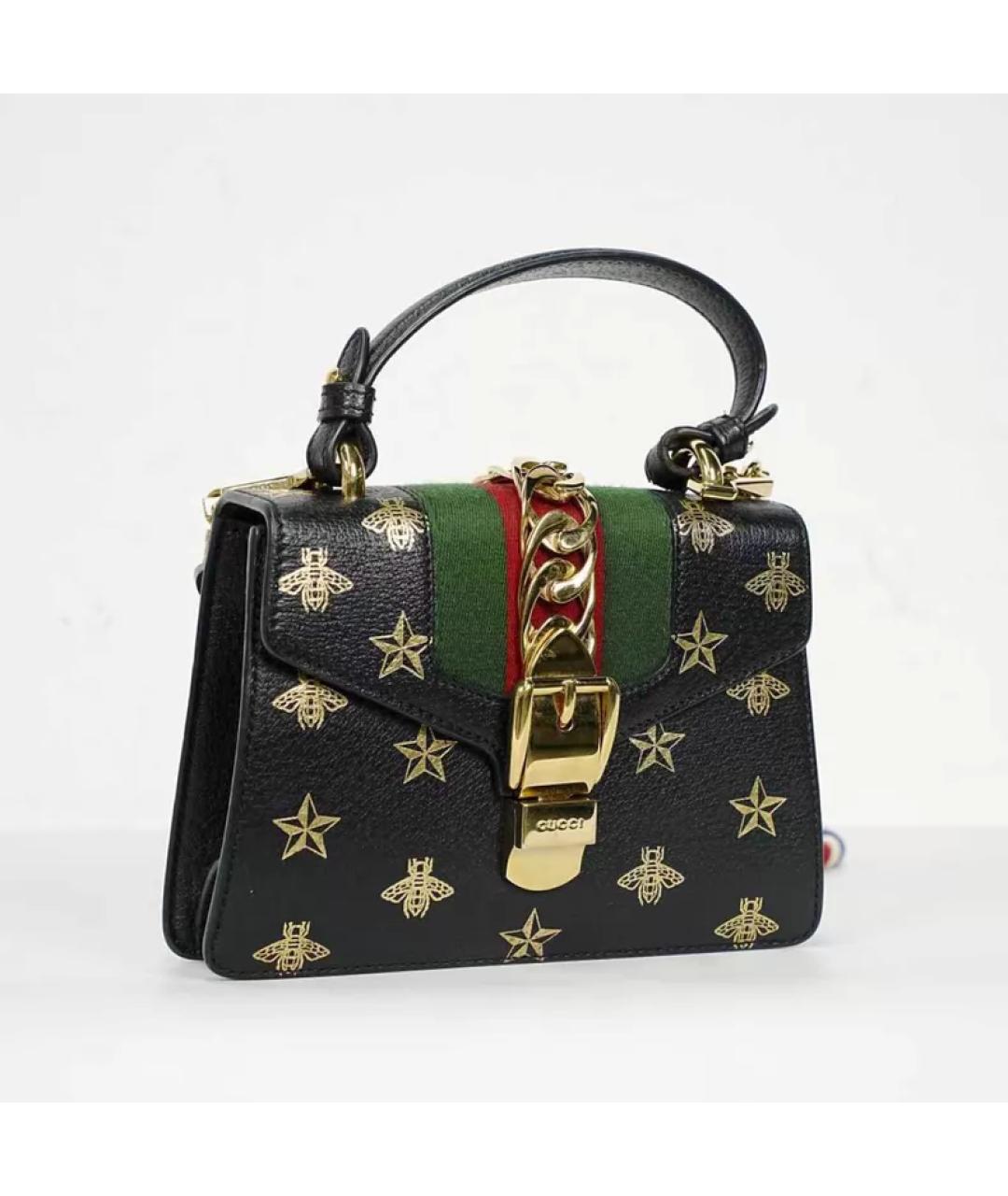 GUCCI Черная кожаная сумка с короткими ручками, фото 3