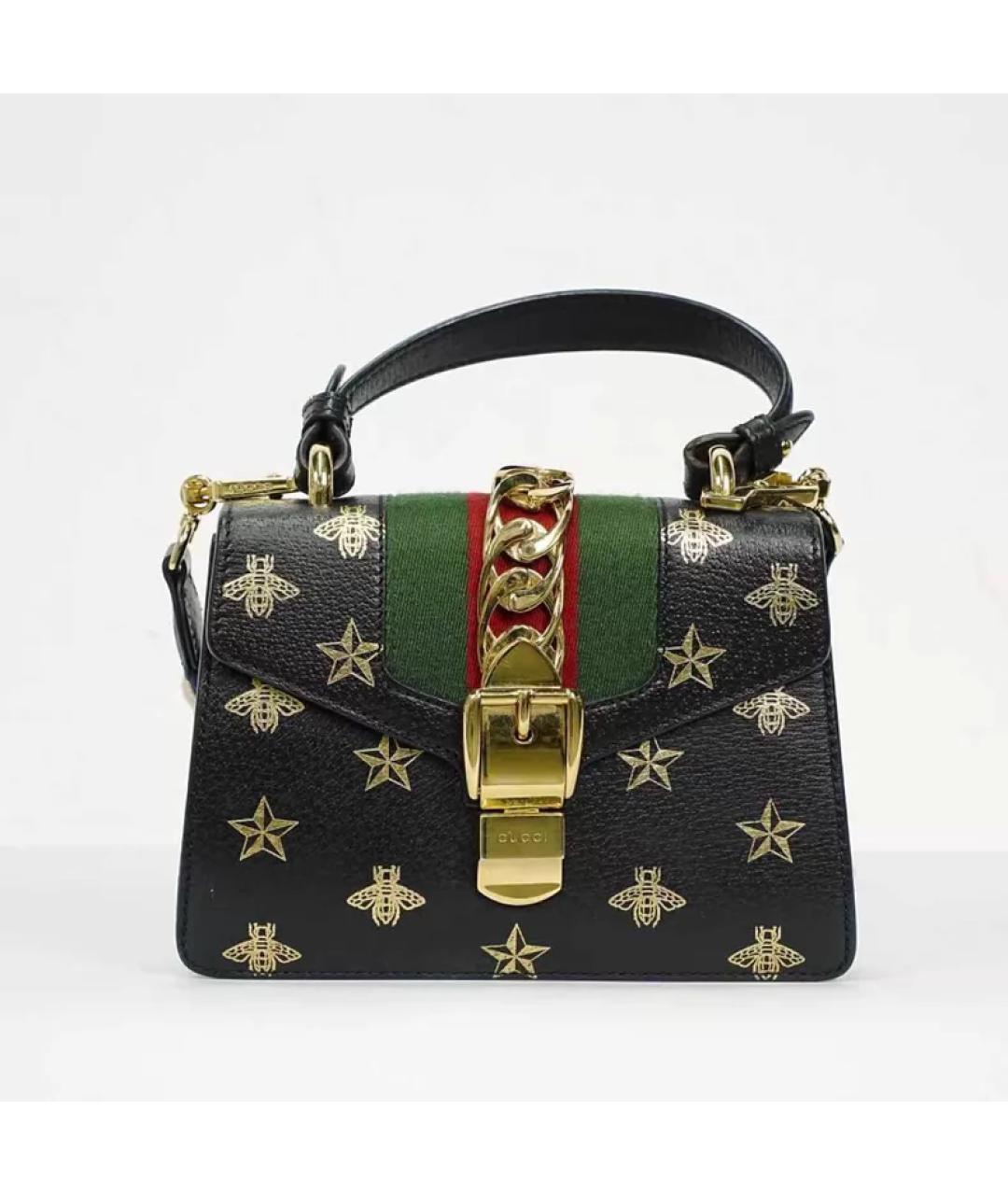 GUCCI Черная кожаная сумка с короткими ручками, фото 10