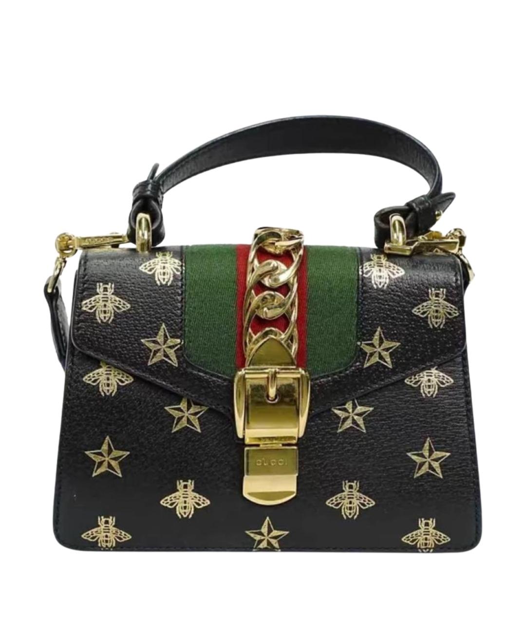 GUCCI Черная кожаная сумка с короткими ручками, фото 1