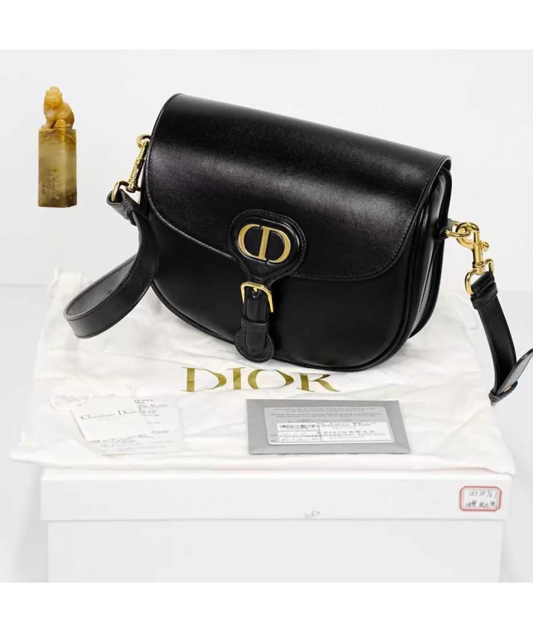 CHRISTIAN DIOR Черная кожаная сумка с короткими ручками, фото 9