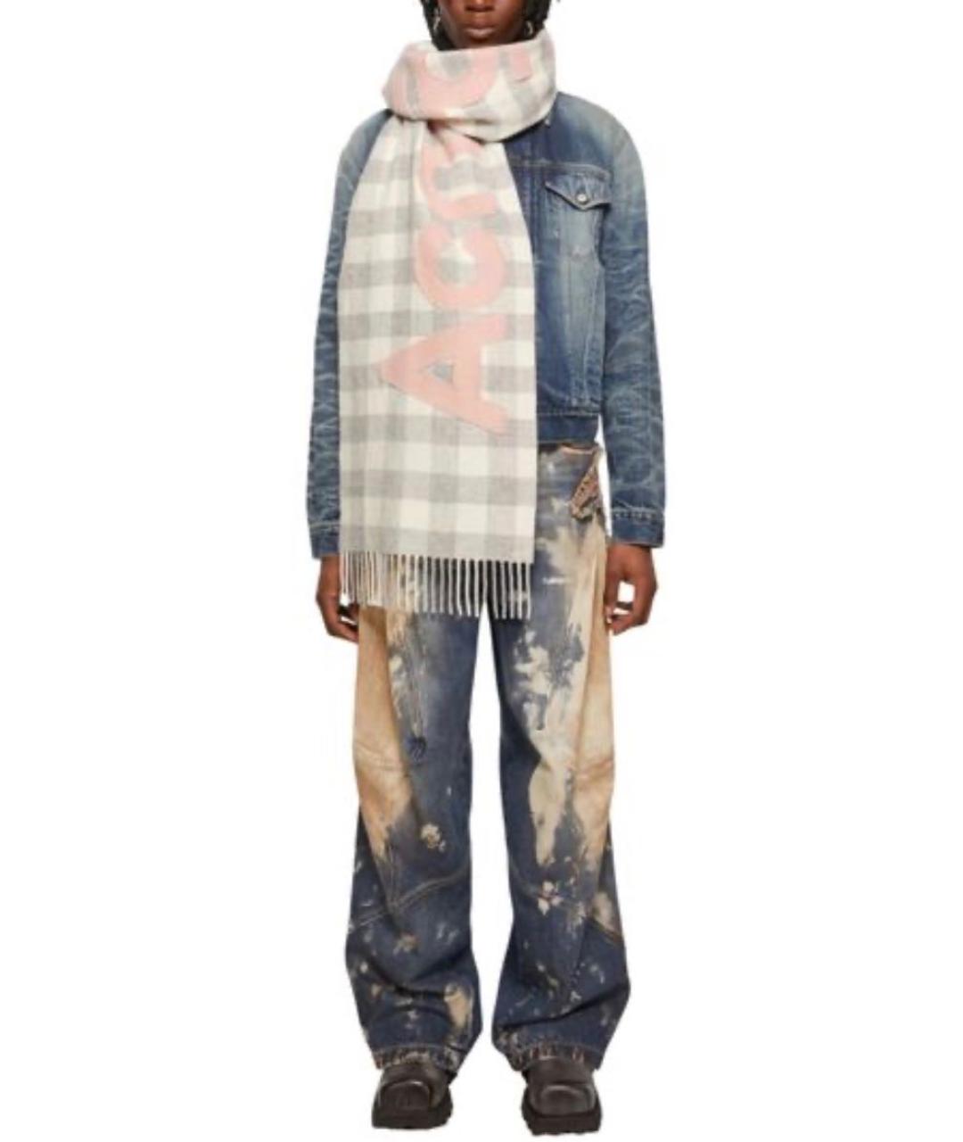 ACNE STUDIOS Серый шерстяной шарф, фото 8