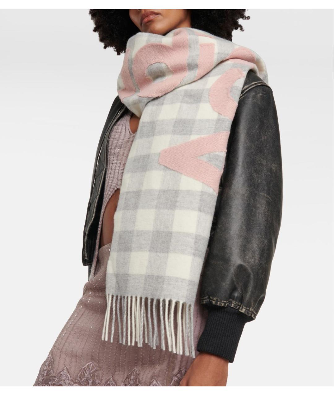 ACNE STUDIOS Серый шерстяной шарф, фото 7