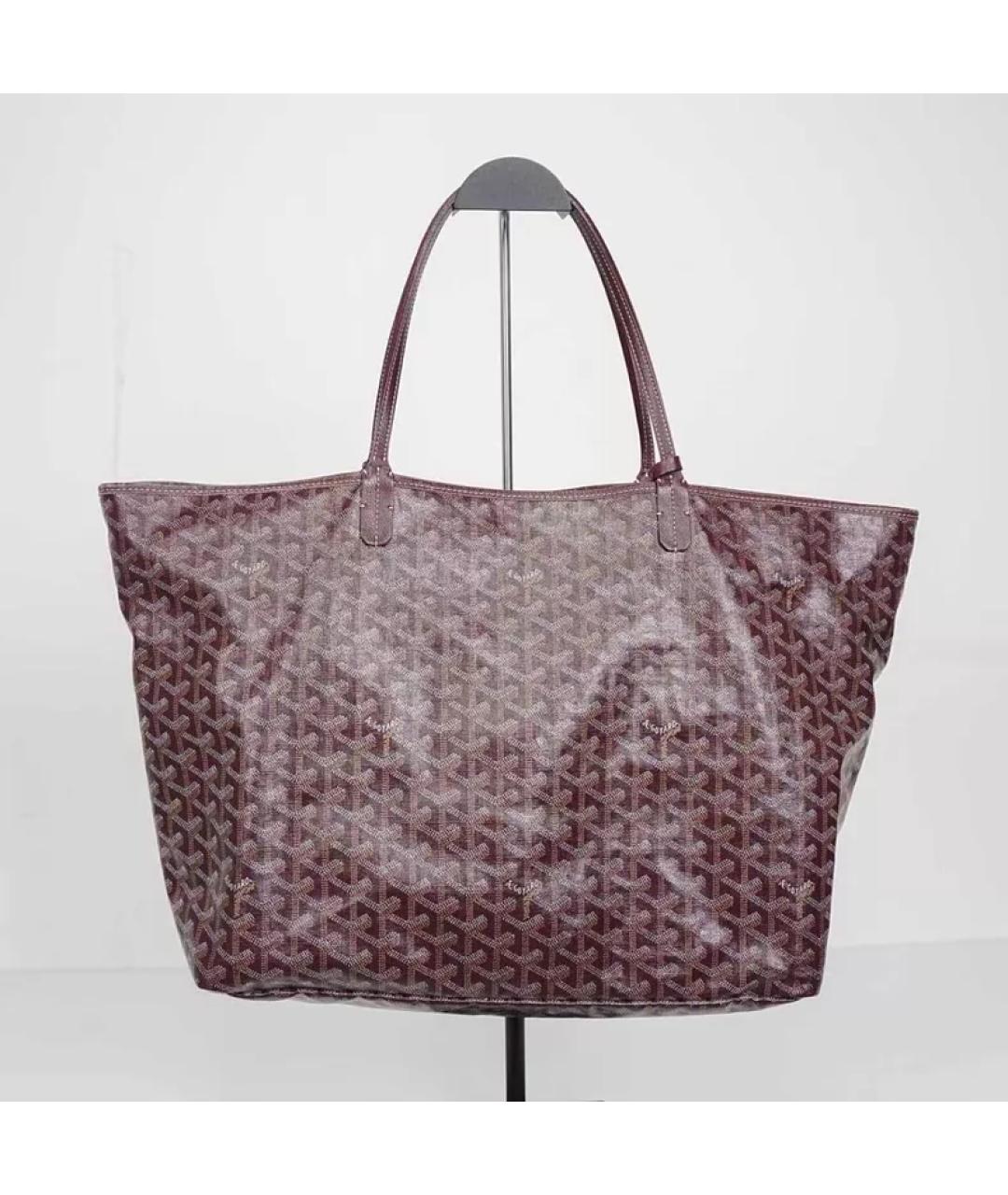 GOYARD Бордовая кожаная сумка с короткими ручками, фото 3