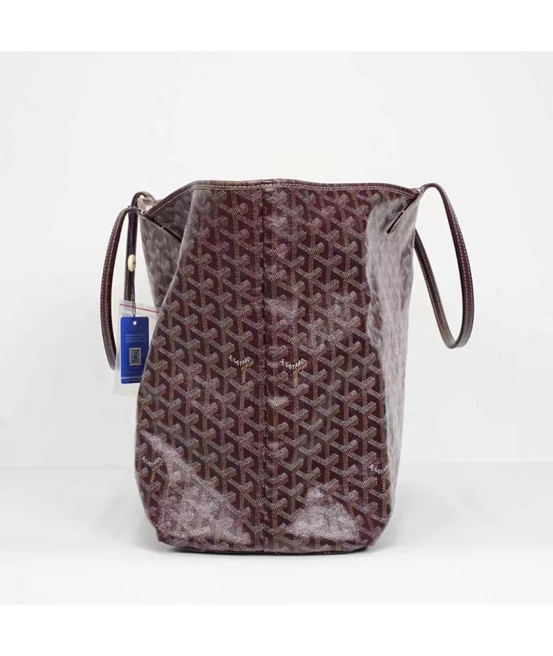 GOYARD Бордовая кожаная сумка с короткими ручками, фото 6