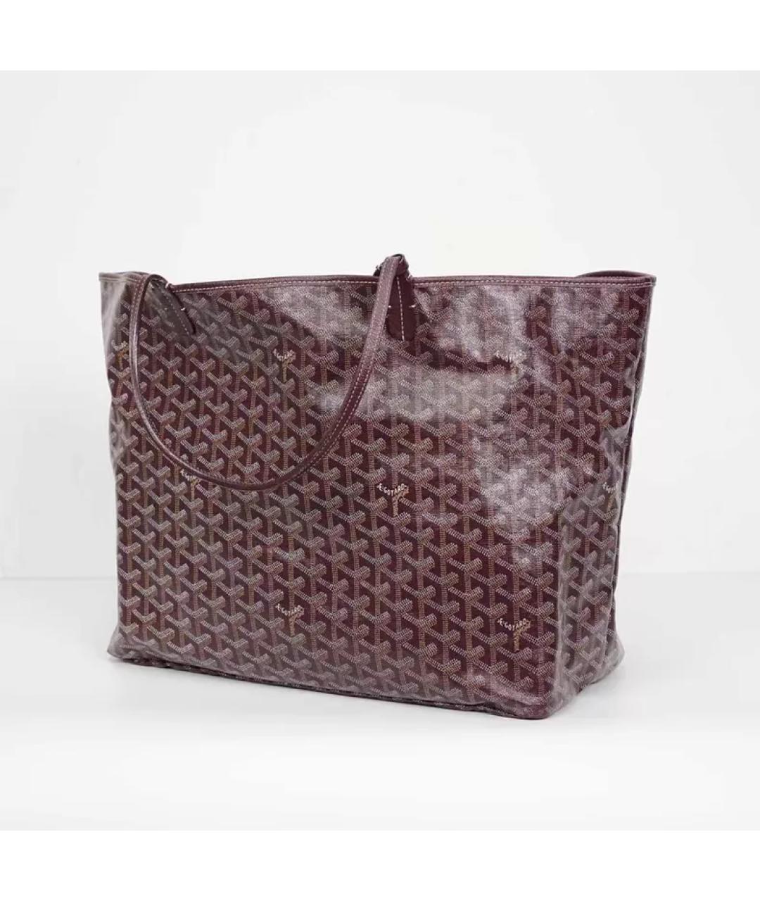 GOYARD Бордовая кожаная сумка с короткими ручками, фото 2