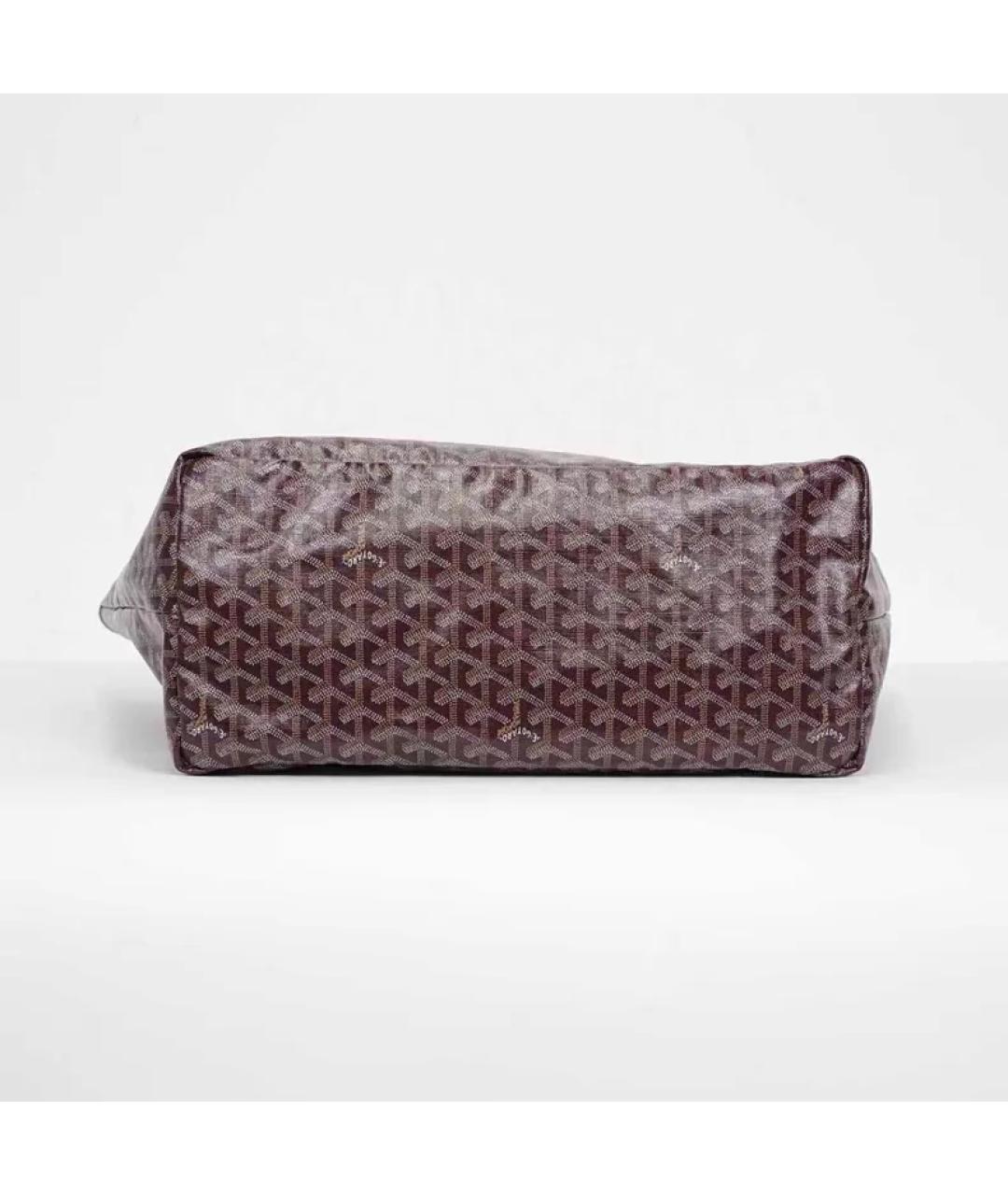 GOYARD Бордовая кожаная сумка с короткими ручками, фото 4