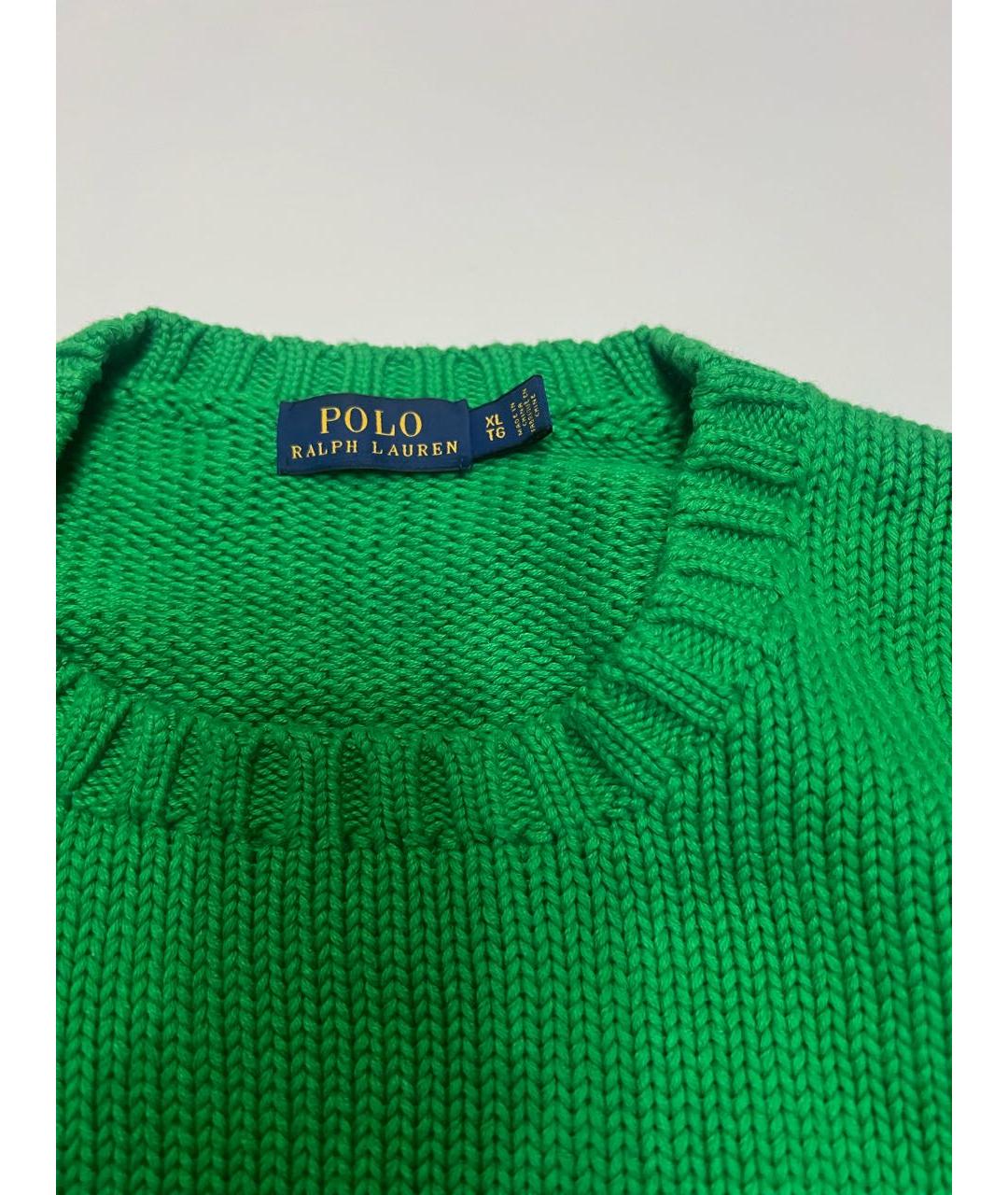 POLO RALPH LAUREN Зеленый хлопковый джемпер / свитер, фото 3