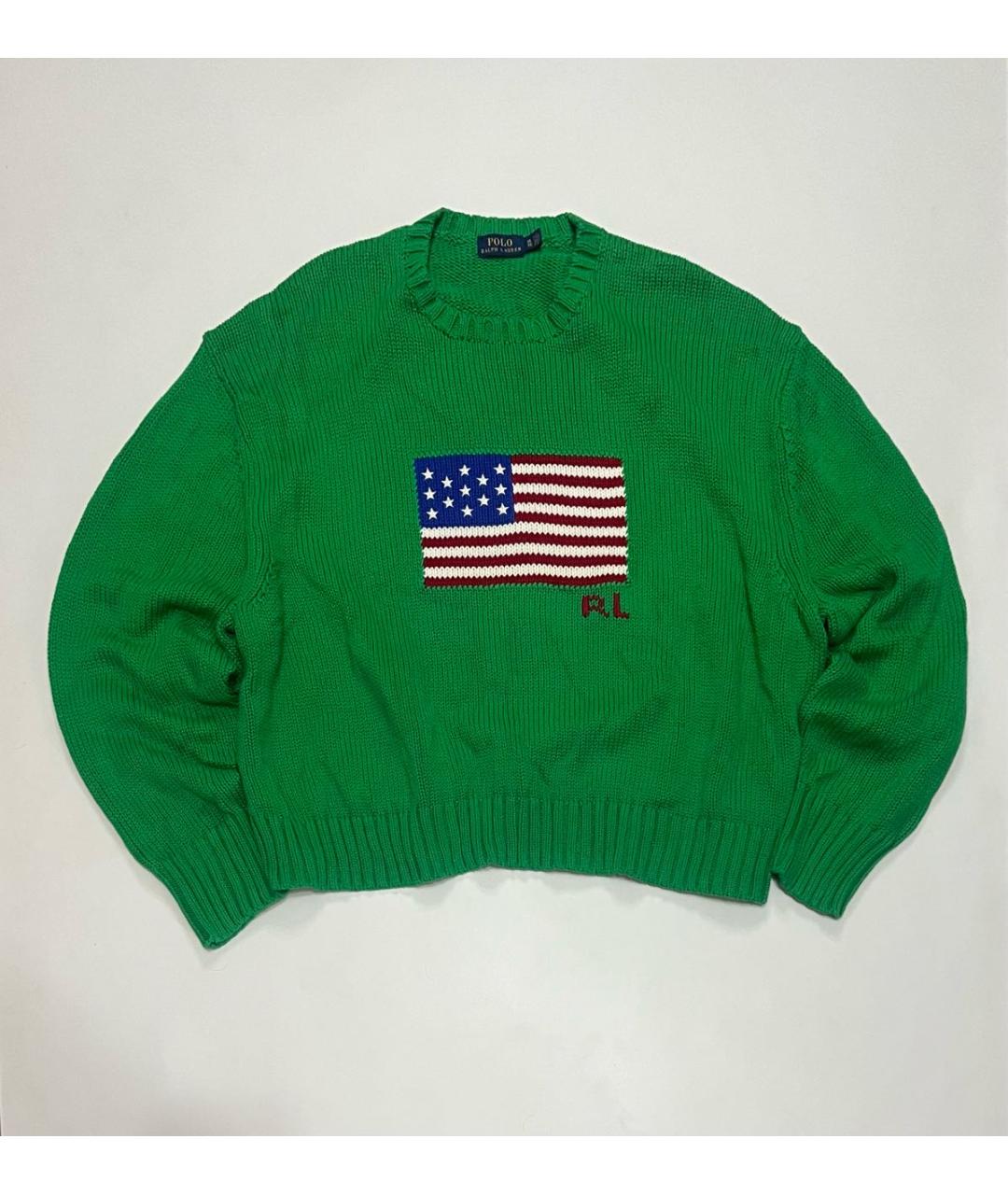 POLO RALPH LAUREN Зеленый хлопковый джемпер / свитер, фото 5