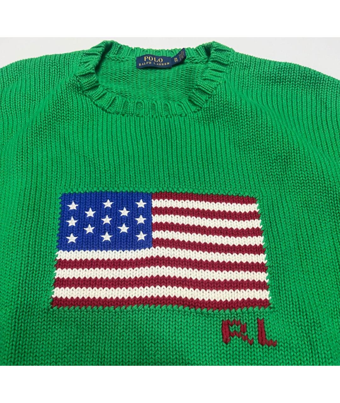 POLO RALPH LAUREN Зеленый хлопковый джемпер / свитер, фото 2