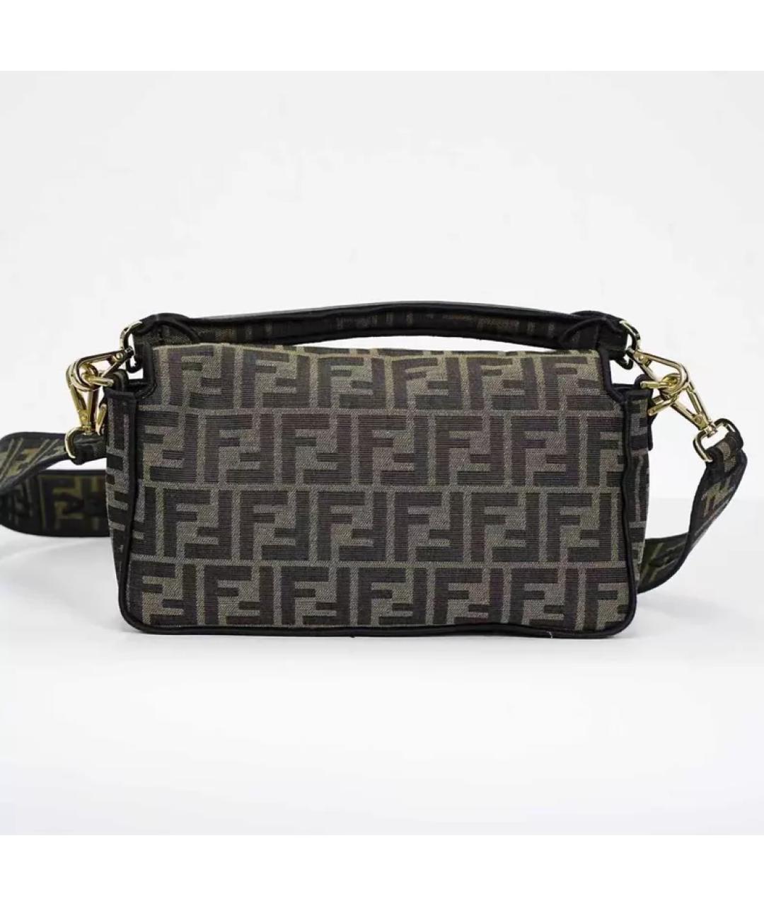 FENDI Коричневая жаккардовая сумка с короткими ручками, фото 2