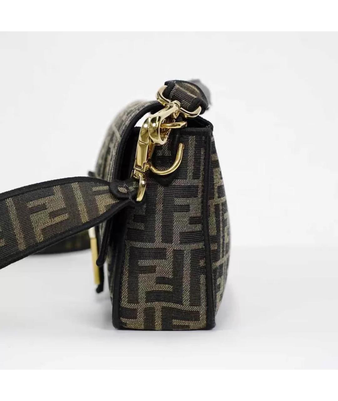FENDI Коричневая жаккардовая сумка с короткими ручками, фото 5