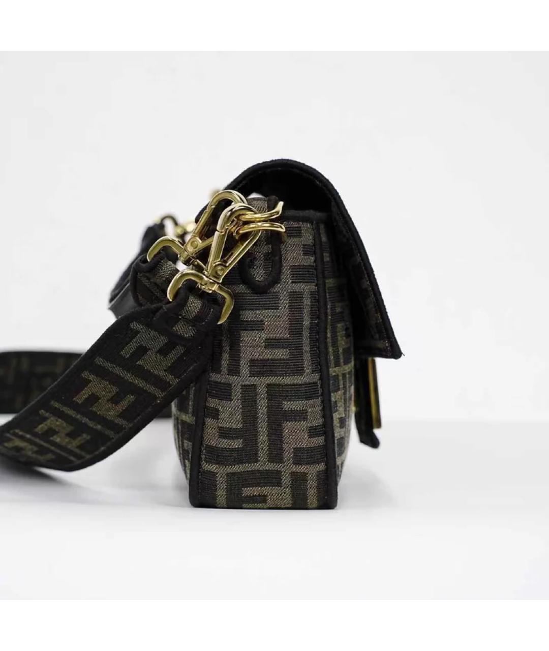 FENDI Коричневая жаккардовая сумка с короткими ручками, фото 3
