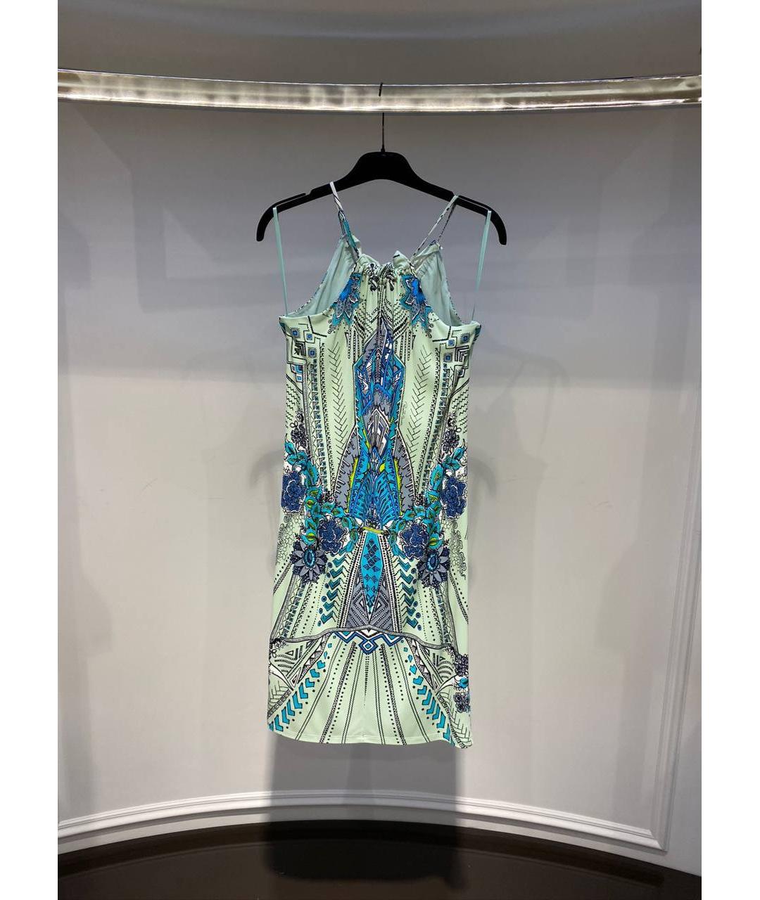 ROBERTO CAVALLI Бирюзовое вискозное коктейльное платье, фото 3