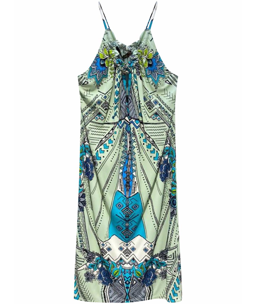 ROBERTO CAVALLI Бирюзовое вискозное коктейльное платье, фото 1