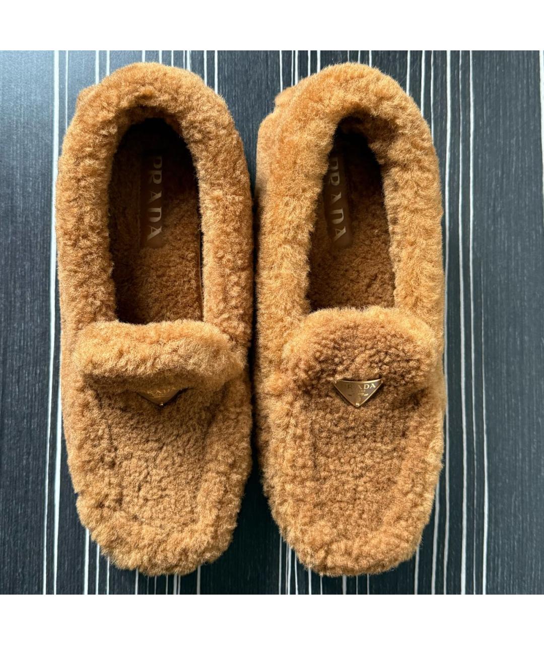 PRADA Коричневые текстильные мокасины, фото 2