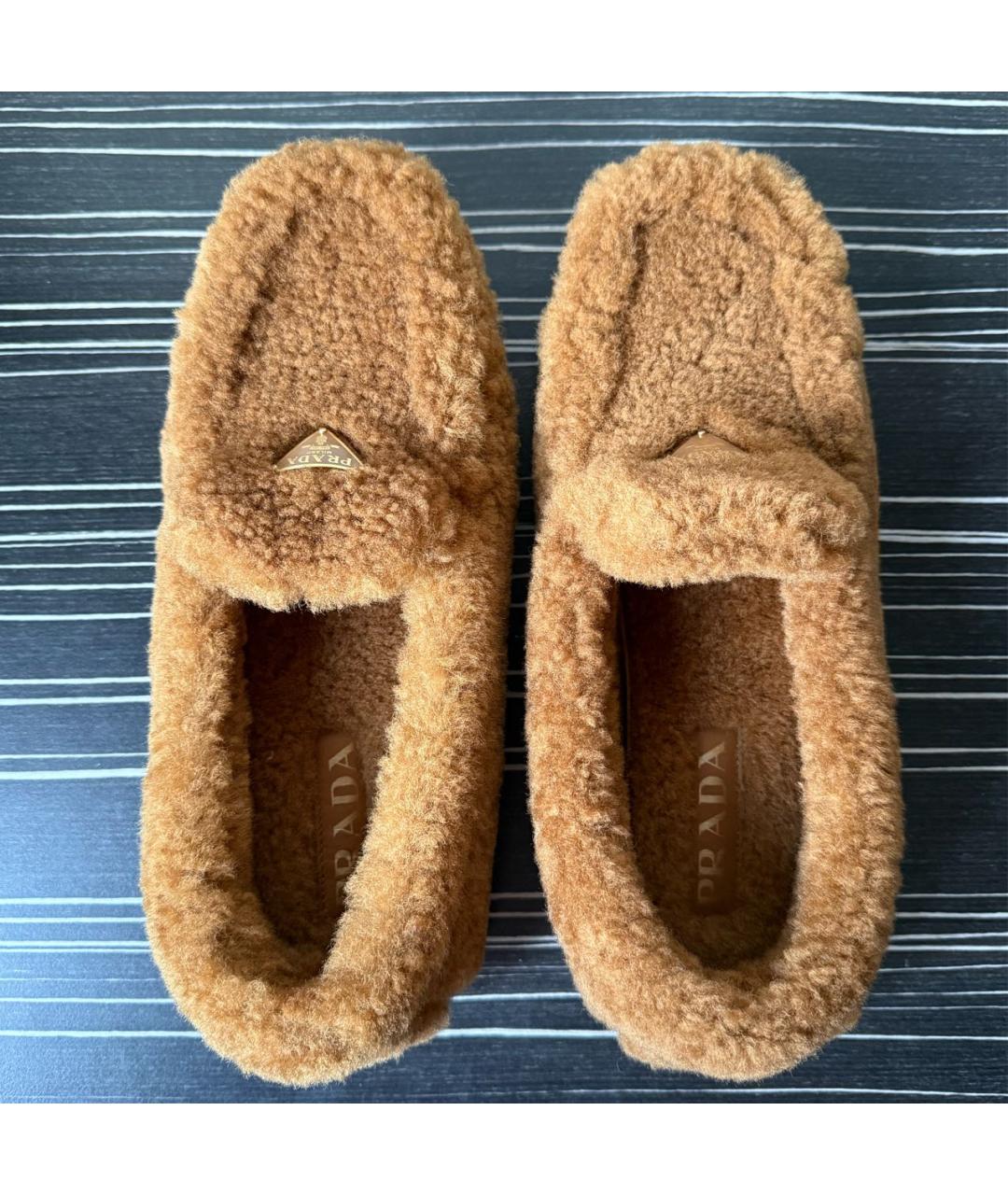 PRADA Коричневые текстильные мокасины, фото 3