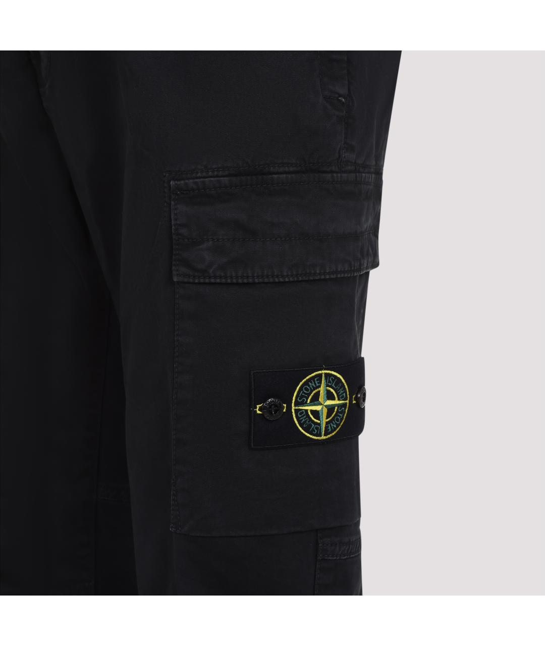 STONE ISLAND Черные хлопко-эластановые прямые джинсы, фото 5