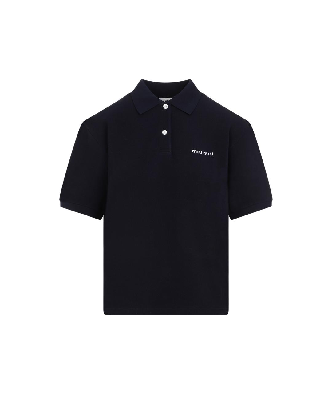 MIU MIU Темно-синяя хлопковая футболка, фото 1