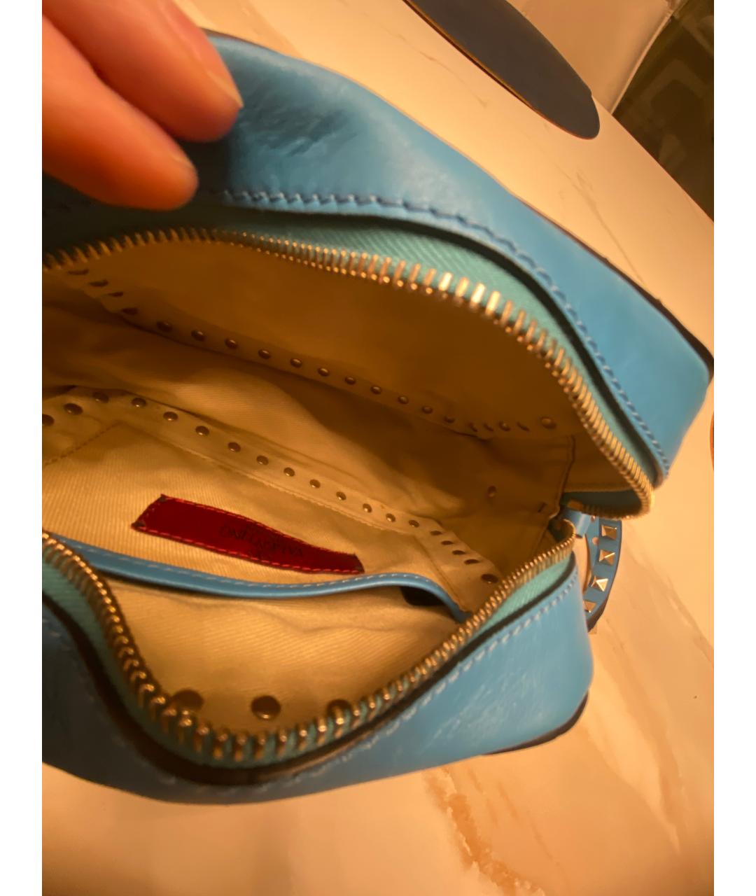 VALENTINO Голубая кожаная сумка через плечо, фото 6