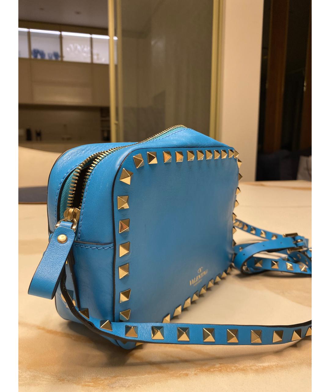 VALENTINO Голубая кожаная сумка через плечо, фото 3