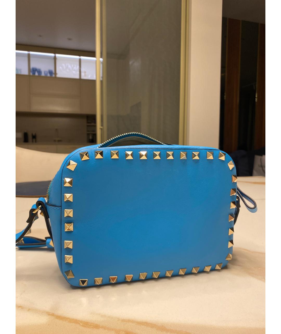 VALENTINO Голубая кожаная сумка через плечо, фото 2