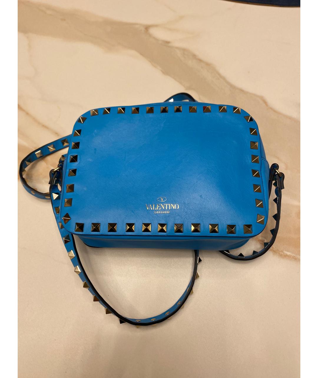 VALENTINO Голубая кожаная сумка через плечо, фото 9