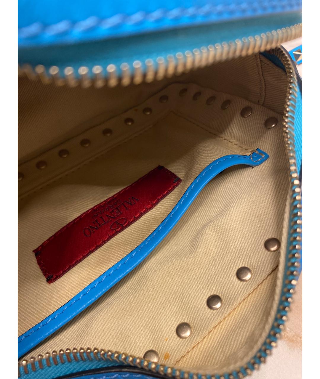 VALENTINO Голубая кожаная сумка через плечо, фото 4