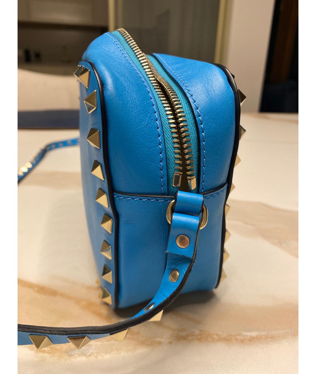 VALENTINO Голубая кожаная сумка через плечо, фото 8