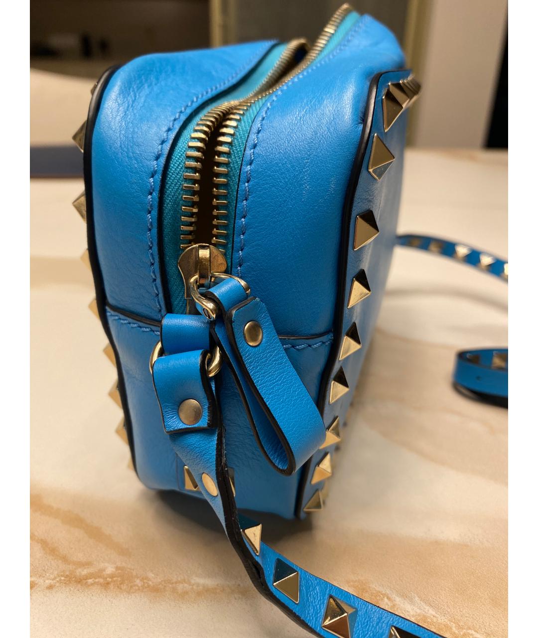 VALENTINO Голубая кожаная сумка через плечо, фото 7