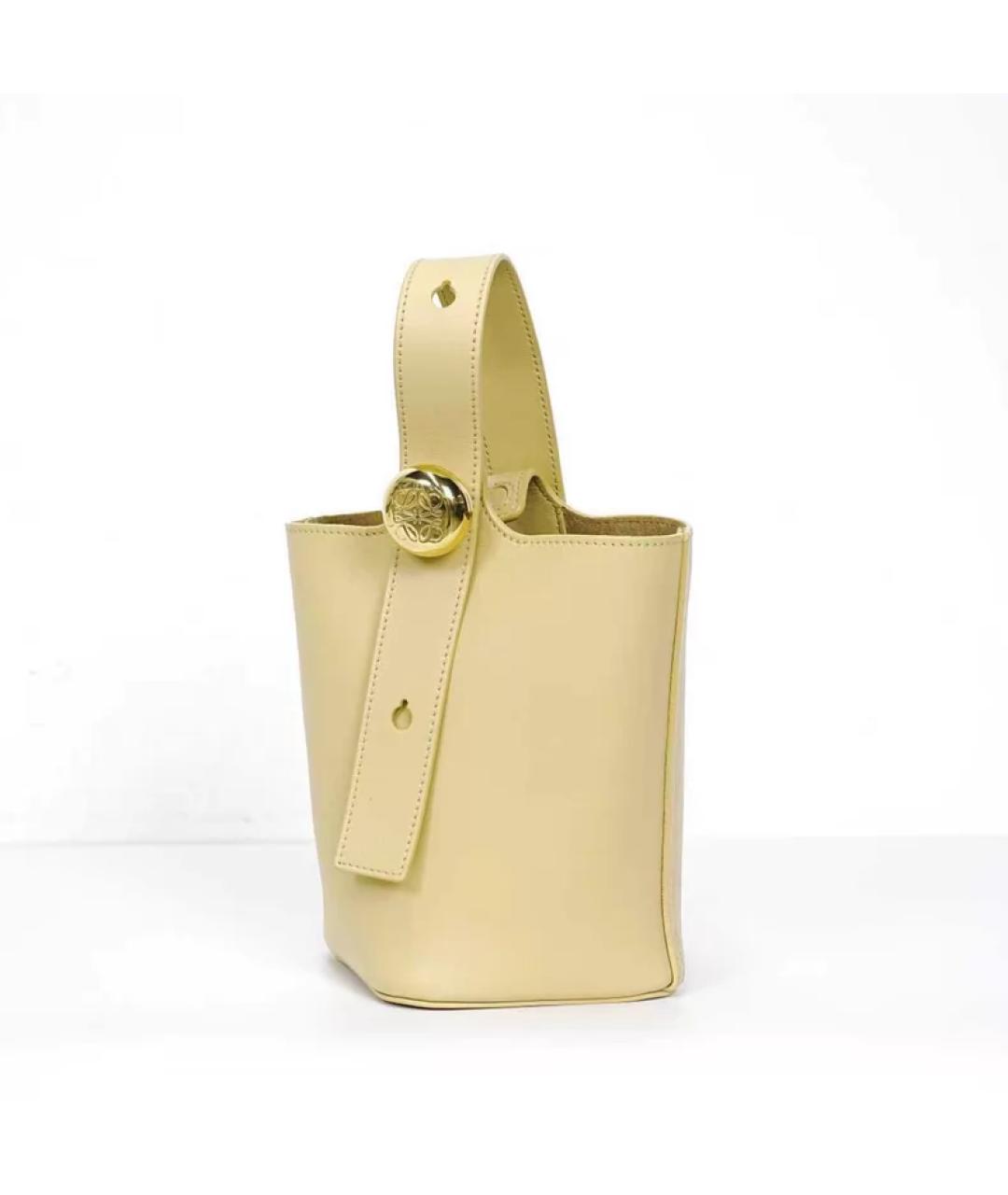 LOEWE Бежевая кожаная сумка с короткими ручками, фото 2