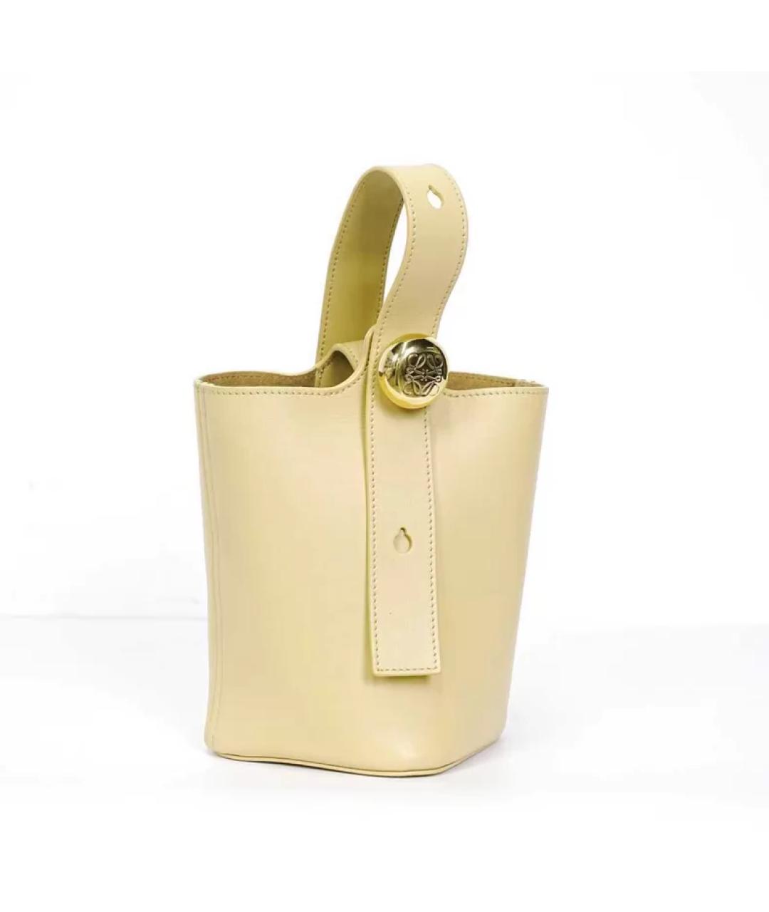 LOEWE Бежевая кожаная сумка с короткими ручками, фото 3