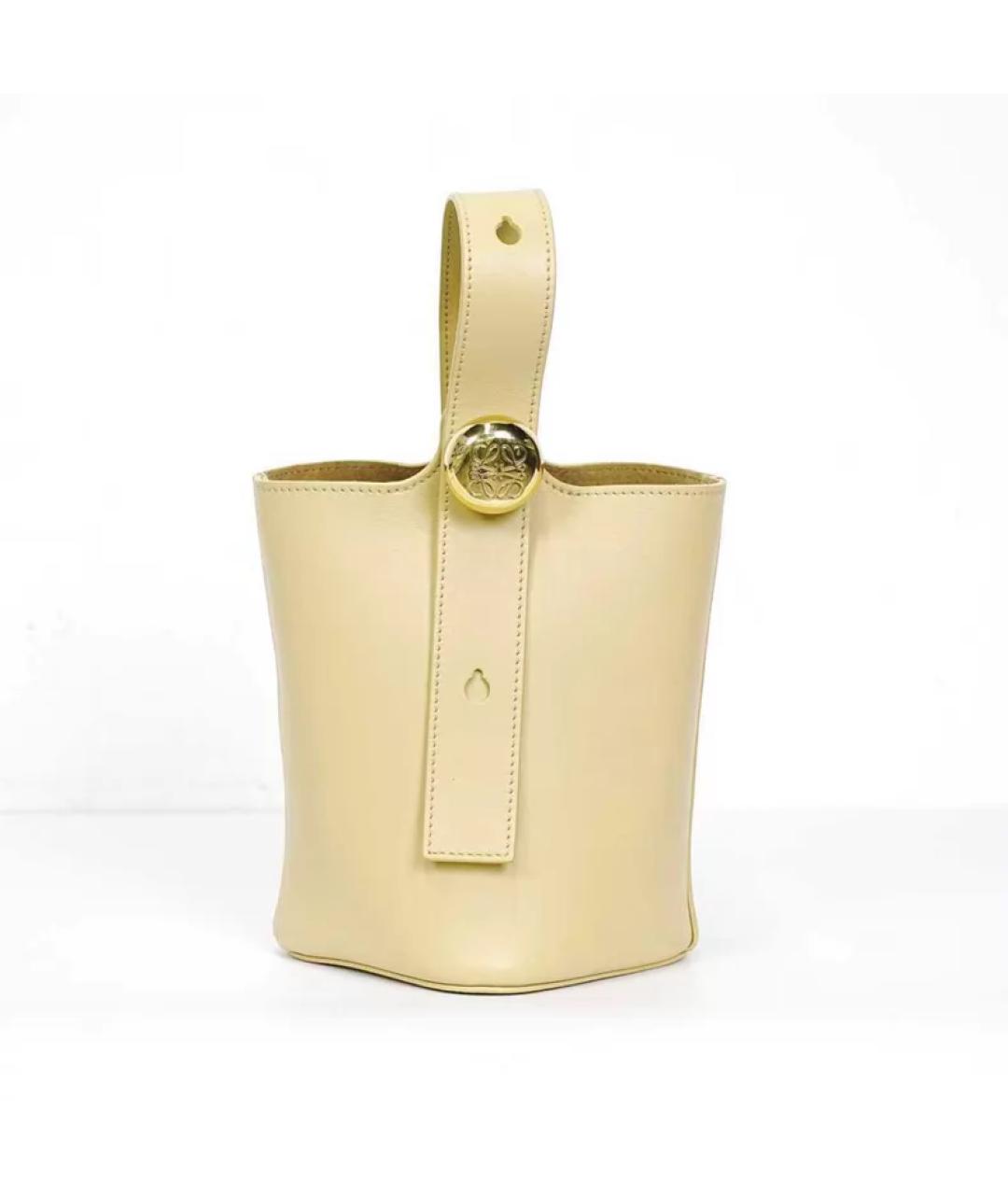 LOEWE Бежевая кожаная сумка с короткими ручками, фото 10