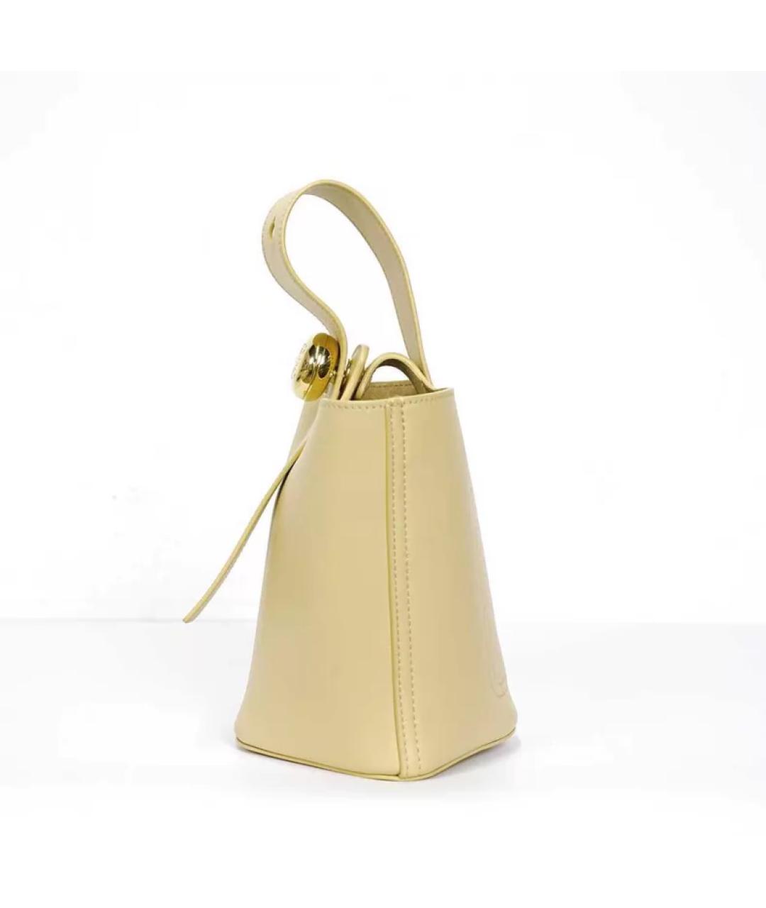 LOEWE Бежевая кожаная сумка с короткими ручками, фото 6