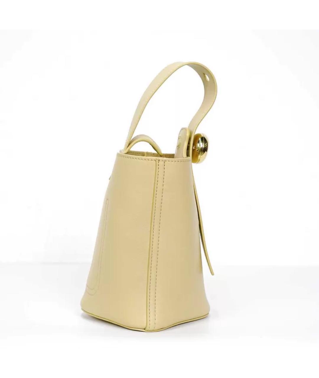 LOEWE Бежевая кожаная сумка с короткими ручками, фото 4