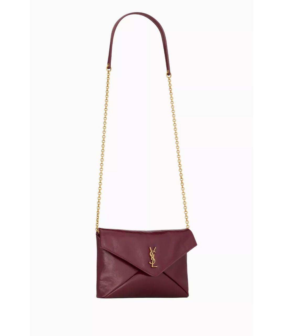 SAINT LAURENT Бордовая кожаная сумка через плечо, фото 7