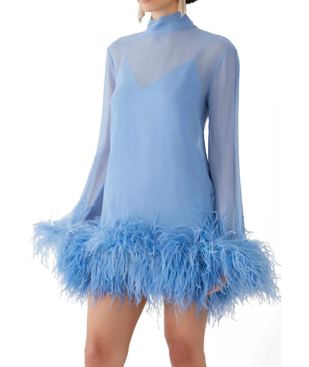 TALLER MARMO Голубое шелковое коктейльное платье, фото 6