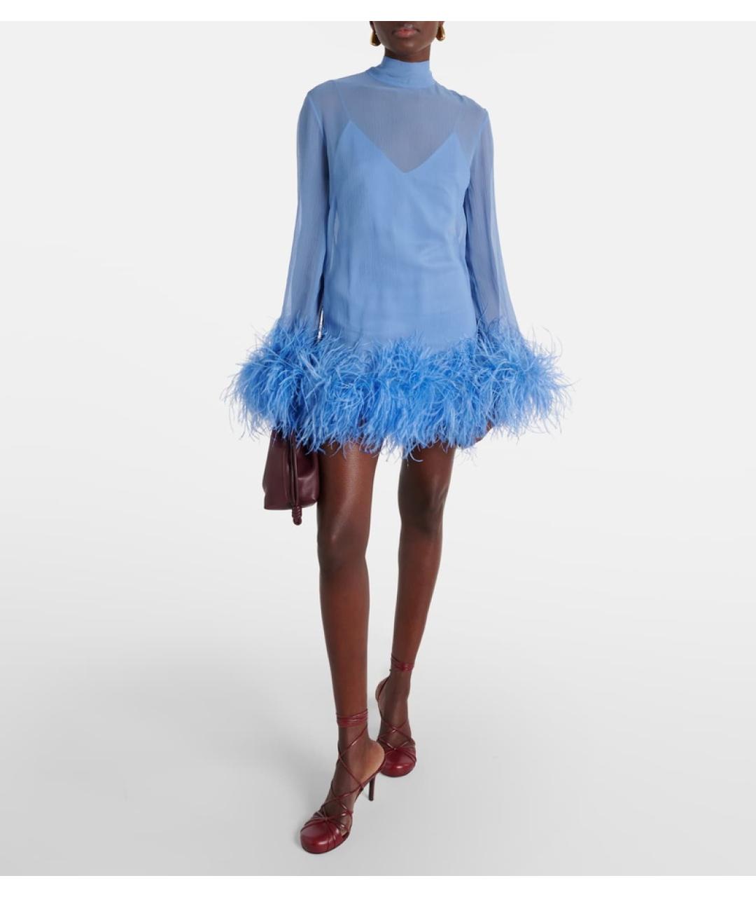 TALLER MARMO Голубое шелковое коктейльное платье, фото 4
