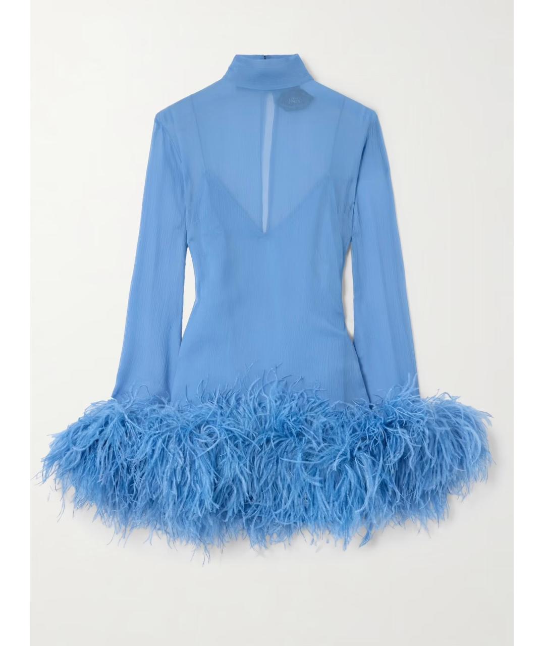 TALLER MARMO Голубое шелковое коктейльное платье, фото 7