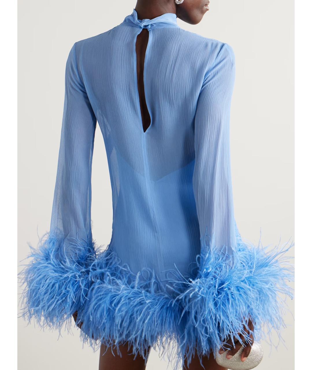 TALLER MARMO Голубое шелковое коктейльное платье, фото 3