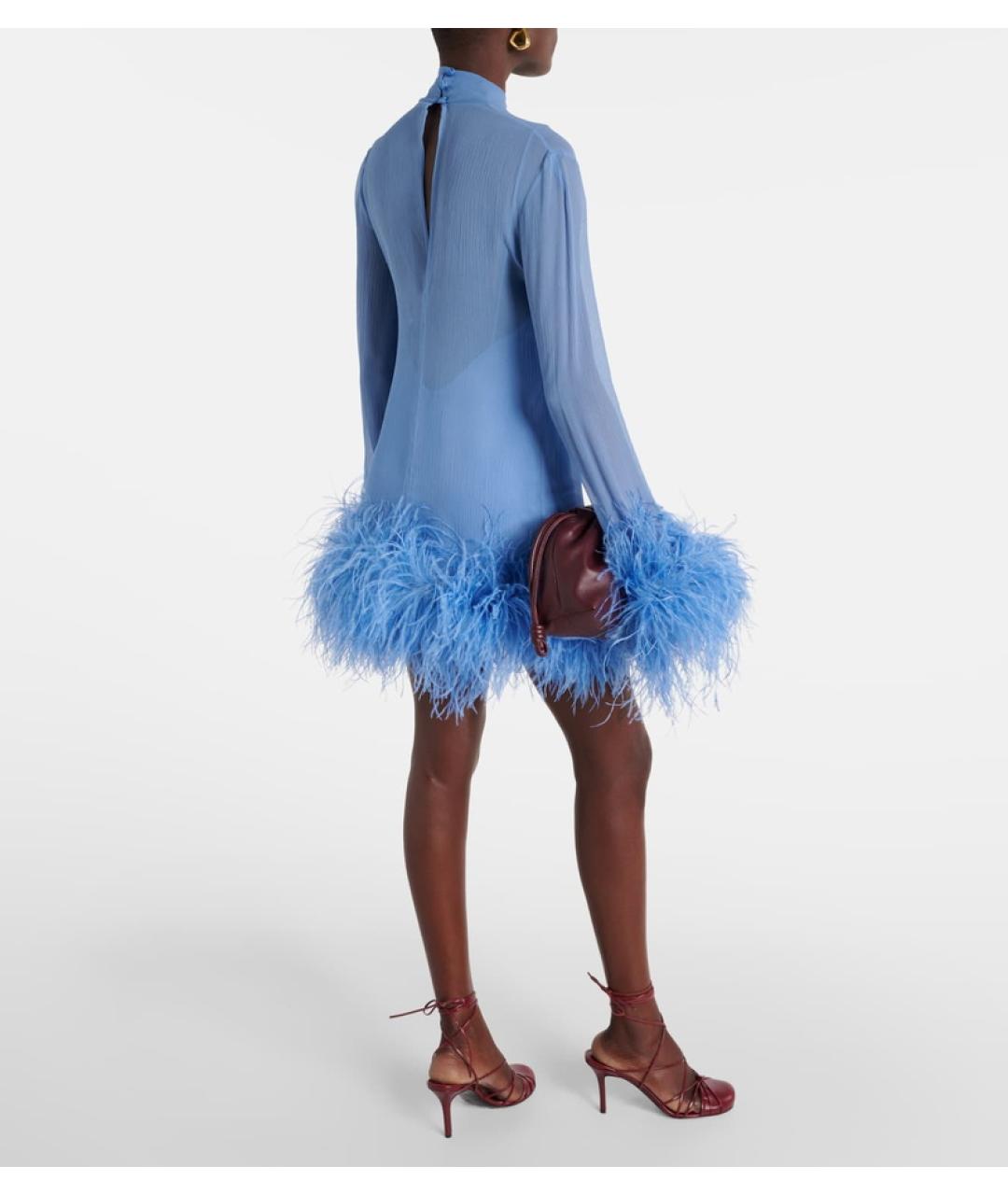 TALLER MARMO Голубое шелковое коктейльное платье, фото 5