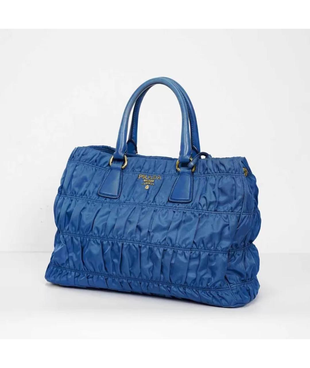 PRADA Синяя тканевая сумка с короткими ручками, фото 5