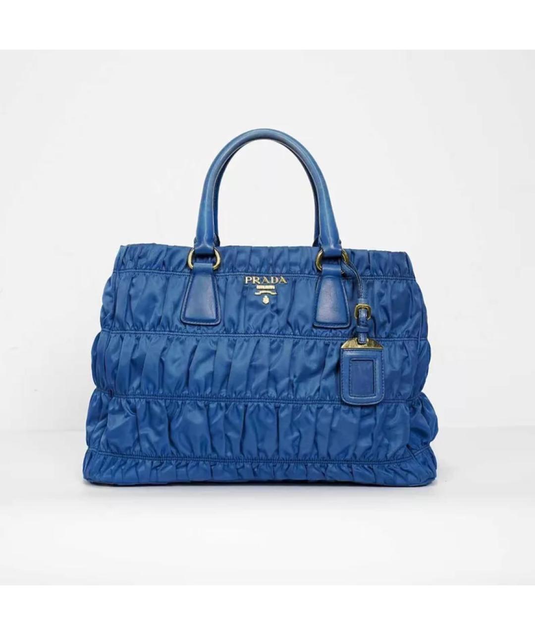 PRADA Синяя тканевая сумка с короткими ручками, фото 10