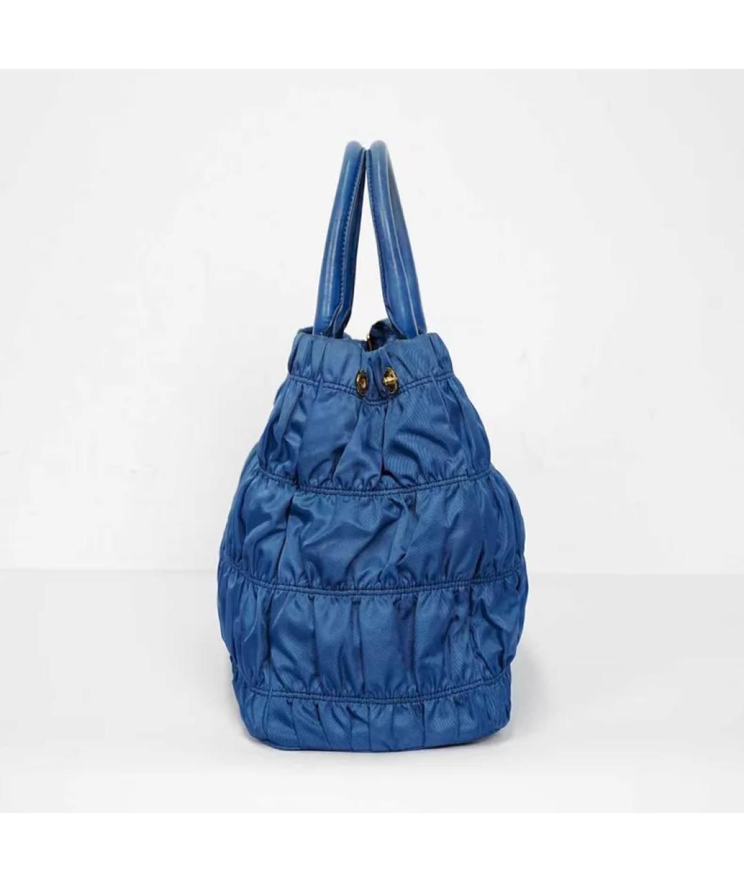 PRADA Синяя тканевая сумка с короткими ручками, фото 3