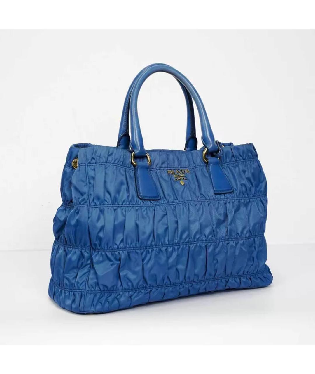 PRADA Синяя тканевая сумка с короткими ручками, фото 4