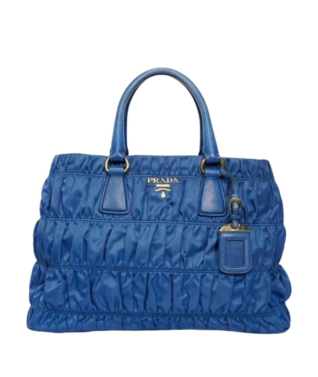 PRADA Синяя тканевая сумка с короткими ручками, фото 1