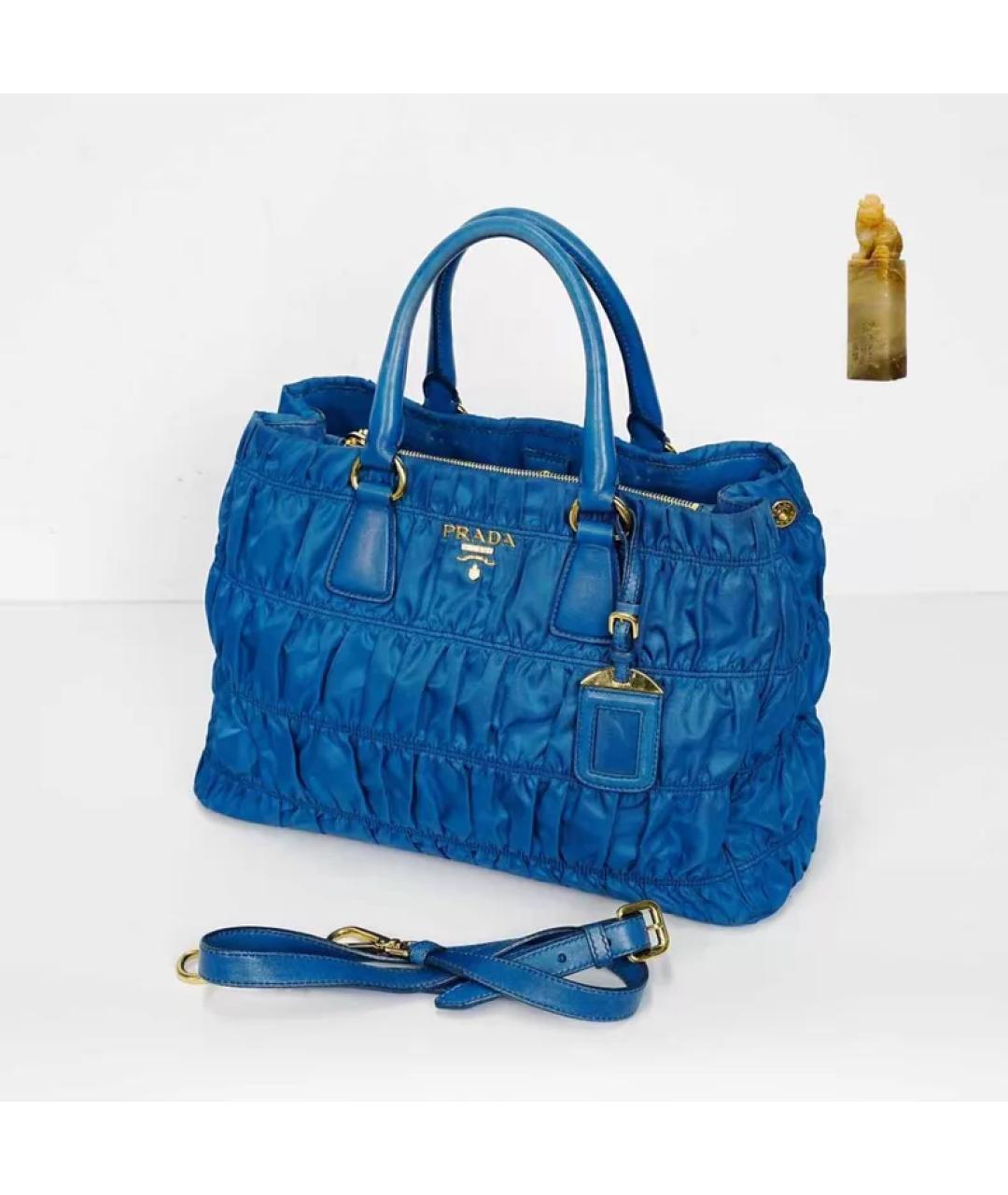 PRADA Синяя тканевая сумка с короткими ручками, фото 9