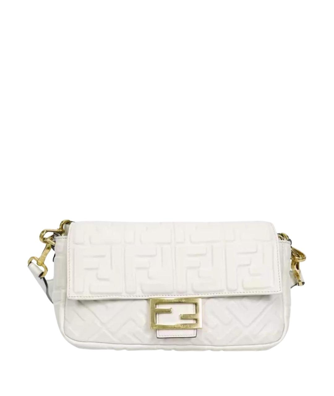 FENDI Белая кожаная сумка с короткими ручками, фото 1