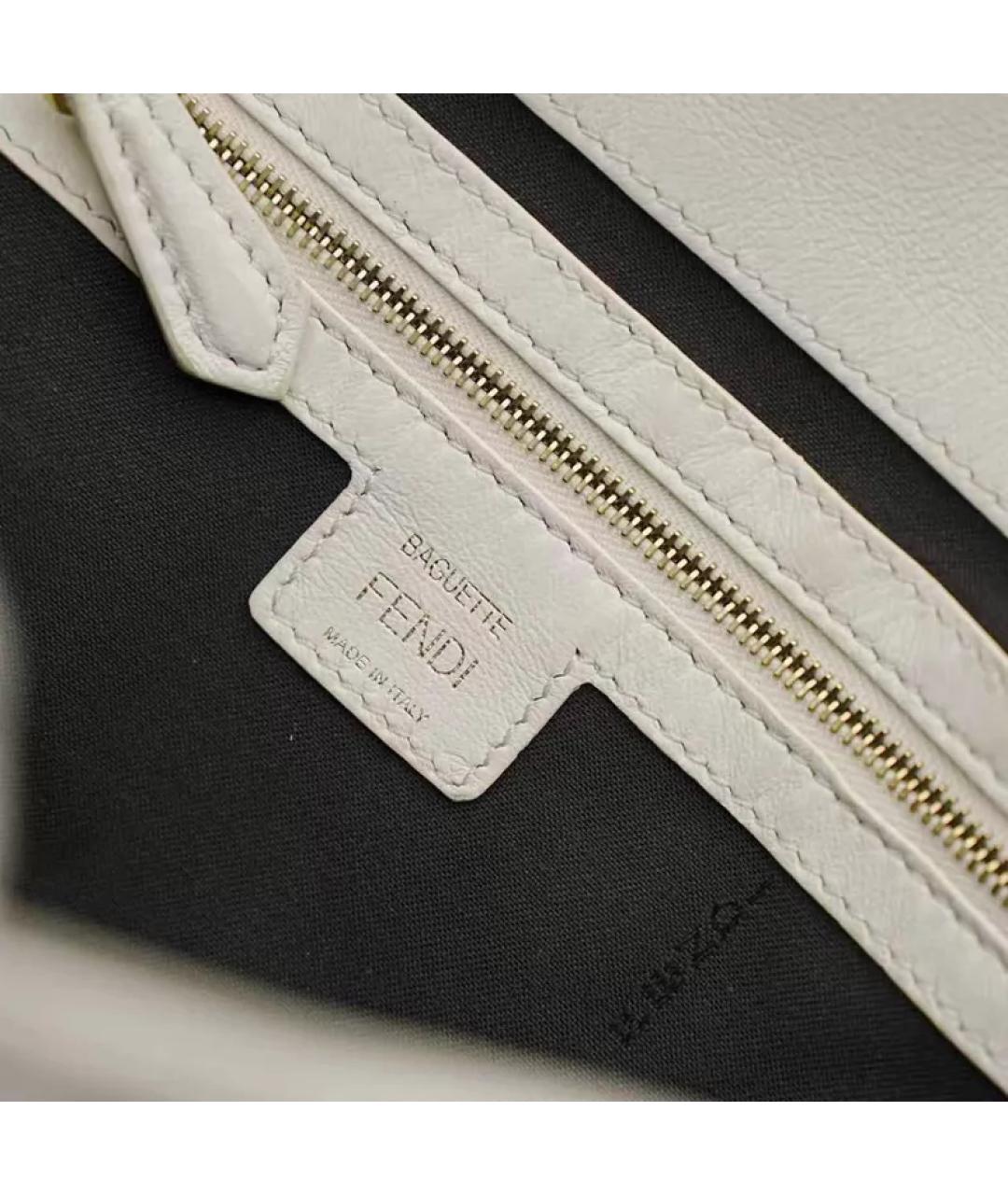 FENDI Белая кожаная сумка с короткими ручками, фото 8