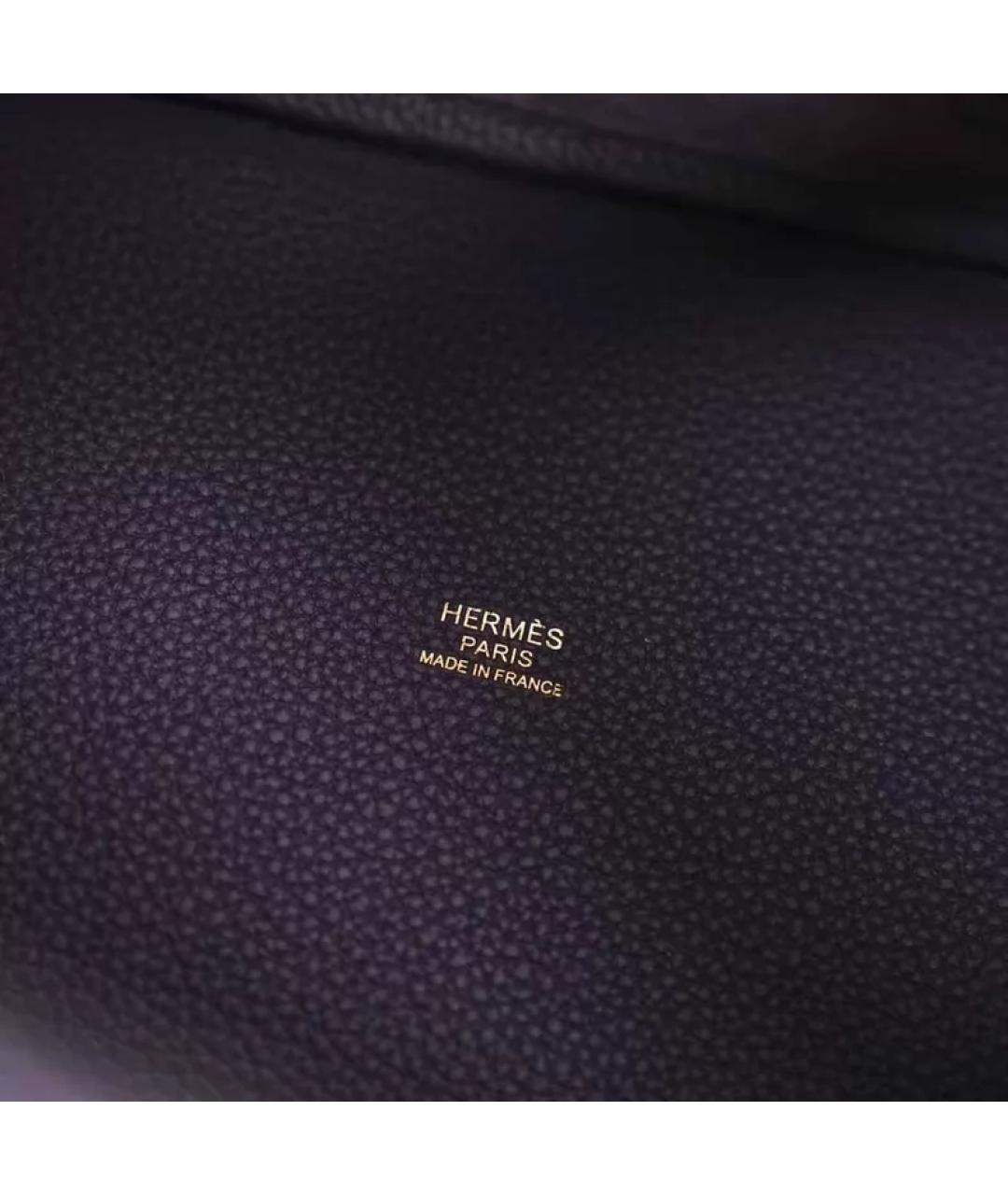 HERMES Фиолетовая кожаная сумка с короткими ручками, фото 8