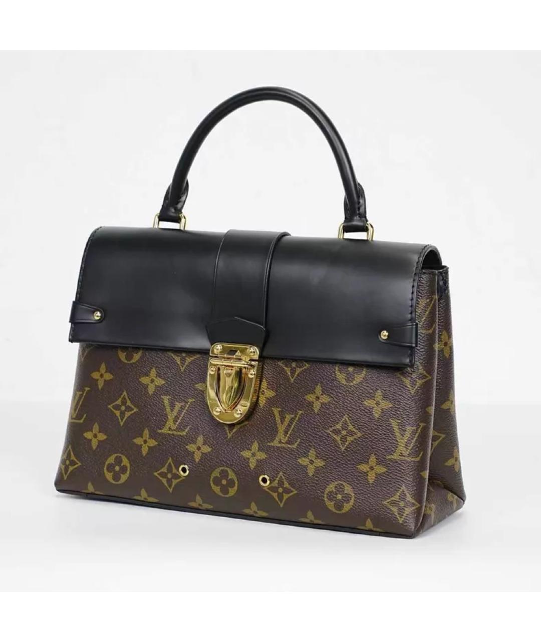 LOUIS VUITTON Черная кожаная сумка с короткими ручками, фото 4